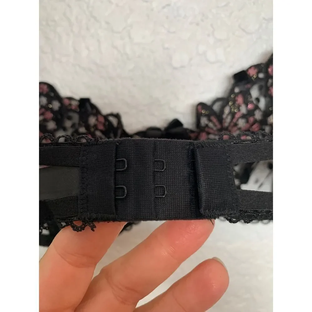 For Love & Lemons Caprice Underwire Embroidered Lace Bra Black Size 34C - Picture 9 of 12